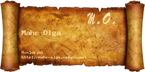 Mahr Olga névjegykártya
